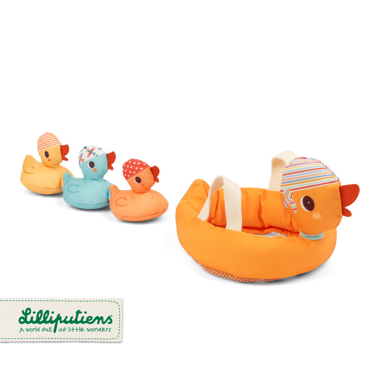 Kaczka i 3 magnetyczne kaczątka do kąpieli 9 m+ Lilliputiens