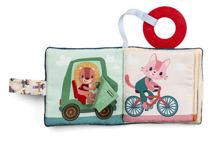 Mini-książeczka wielofunkcyjna z szeleszczącą folią i gryzakiem Piesek Jules 6 m+ Lilliputiens - obrazek 2