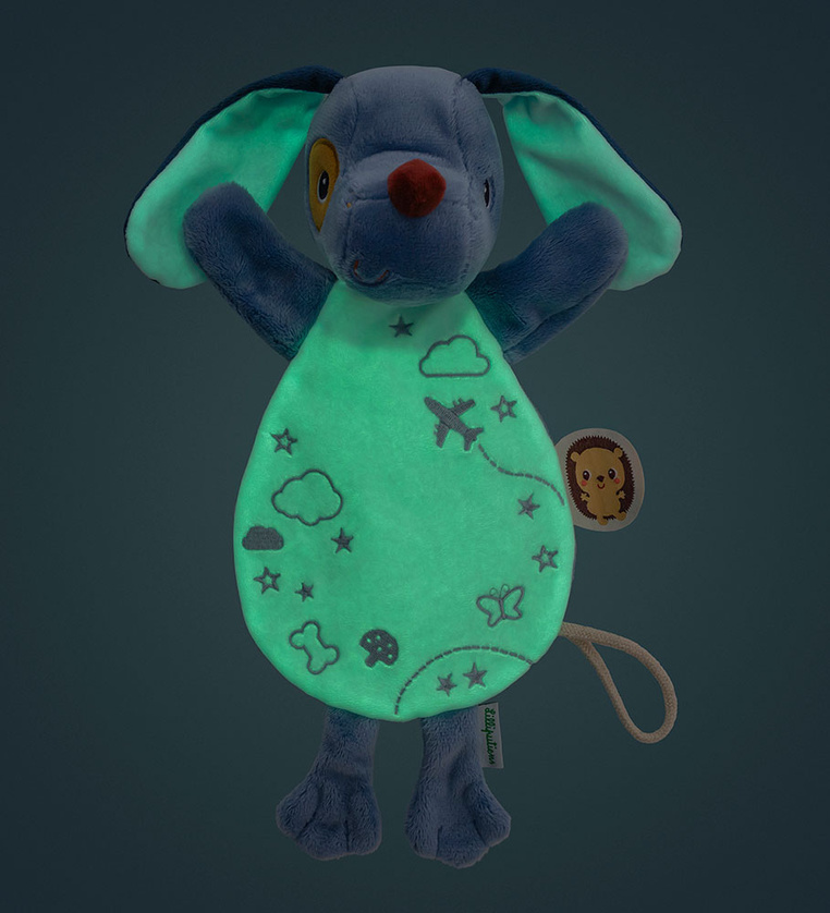 Przytulanka komforter pacynka świecąca w ciemności Piesek Jules 0 m+ Lilliputiens - obrazek 4