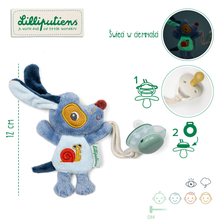 Zawieszka do smoczka świecąca w ciemności Nocny mini przyjaciel Piesek Jules 0 m+ Lilliputiens - obrazek 3
