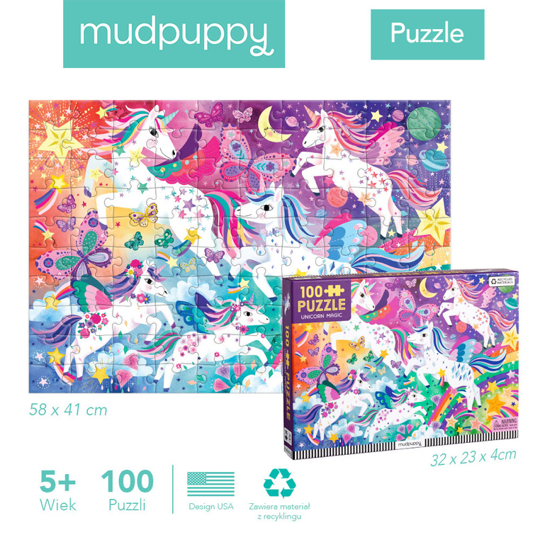 Puzzle Magiczne jednorożce 100 elementów 5+ Mudpuppy - obrazek 4