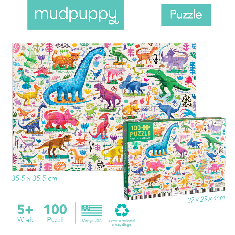 Puzzle Potężne dinozaury 100 elementów 5+ Mudpuppy - obrazek 4