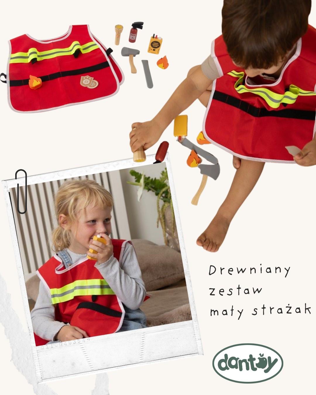 Drewniany zestaw MAŁY STRAŻAK dla dzieci DANTOY - obrazek 3