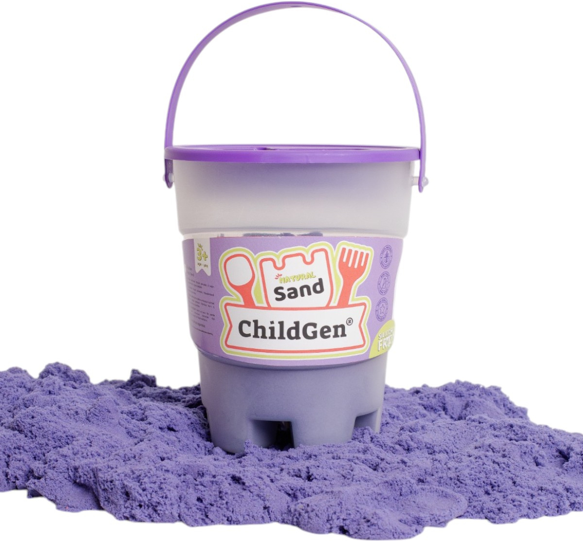 Piasek kinetyczny z foremką, 100% naturalny, 500g, kolor FIOLETOWY, pachnący ChildGen