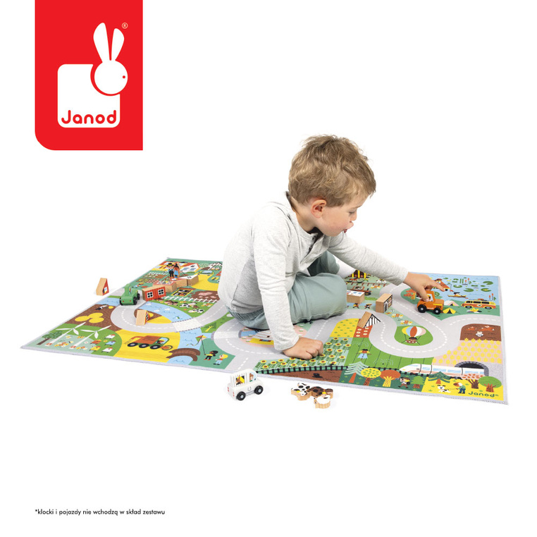 Mata do zabawy z drogą Wieś Cross Roads 2+ Janod - obrazek 4
