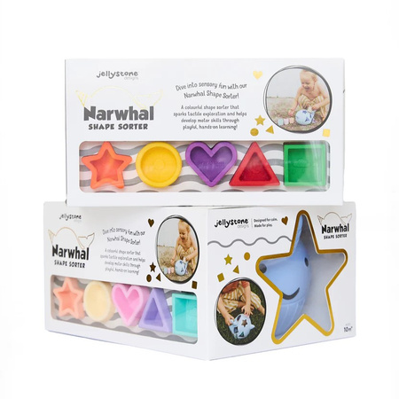 Narwal Morski Sorter Kształtów - BRIGHT silikonowy wieloryb Jellystone - obrazek 3
