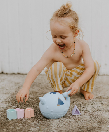 Narwal Morski Sorter Kształtów, PASTEL - silikonowy wieloryb Jellystone - obrazek 2