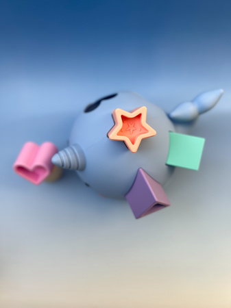 Narwal Morski Sorter Kształtów, PASTEL - silikonowy wieloryb Jellystone - obrazek 3