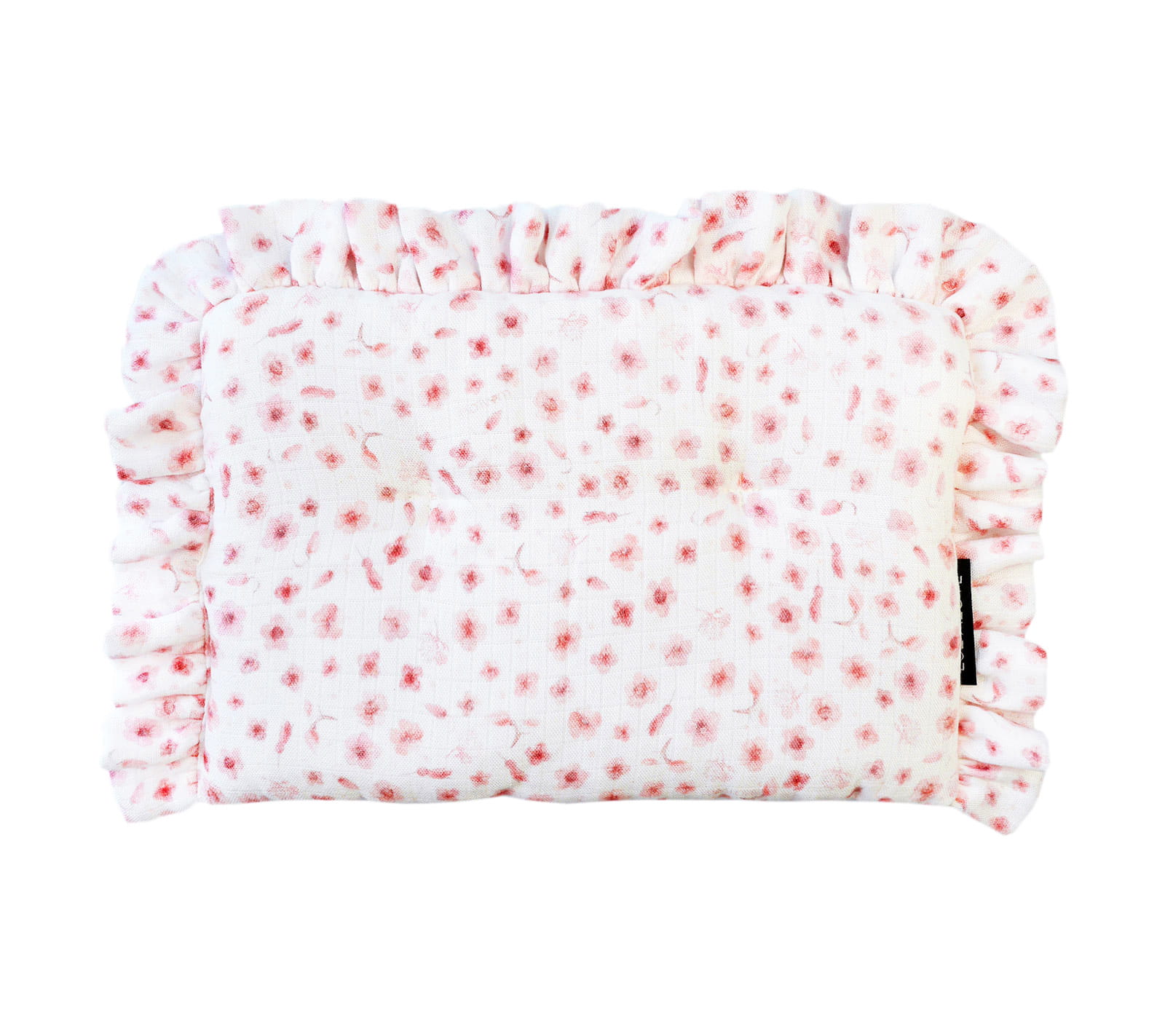 Poduszka z falbanką muślin - kwiaty róż LULLALOVE