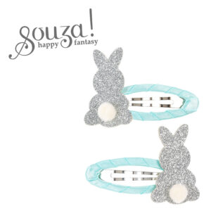 Spinki do włosów owinięte wstążką z brokatowym króliczkiem Matisa 2 szt. Souza!