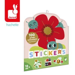 Duże naklejki na arkuszach 100 szt. Zwierzęta w ogrodzie 18m+ Janod