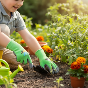 Dziecięce rękawiczki ogrodowe z motywem owadów, 3+