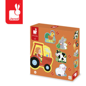 Puzzle progresywne 5 układanek - 2, 4, 6, 8 i 10 el. Farma 2+ Janod