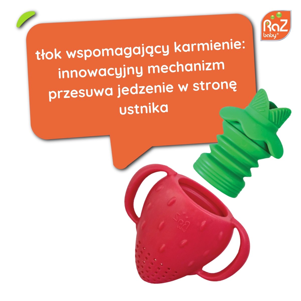 Gryzak do owoców i warzyw silikonowy 0+ RazBaby - obrazek 2