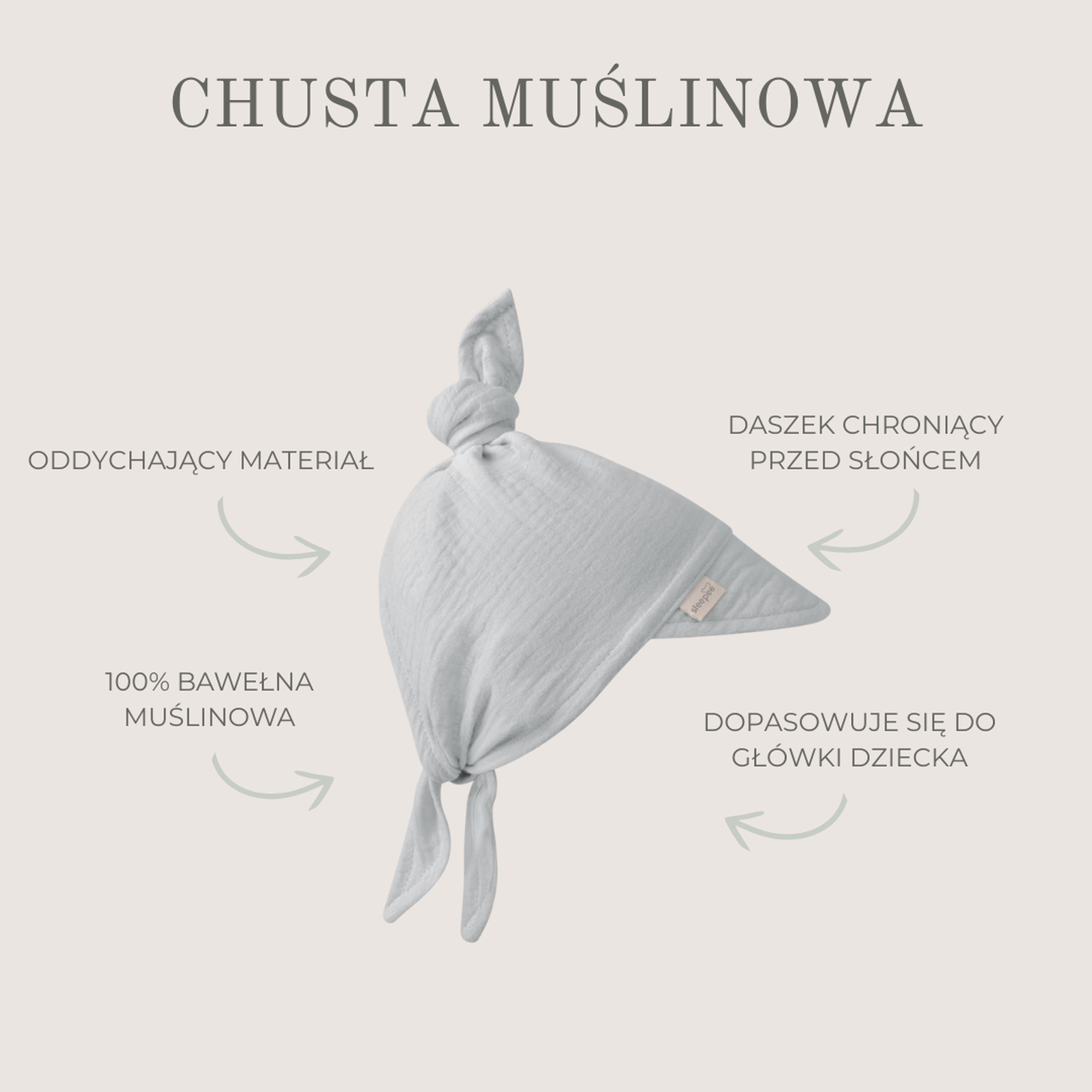 Muślinowa chustka z daszkiem Love SLEEPEE - obrazek 6