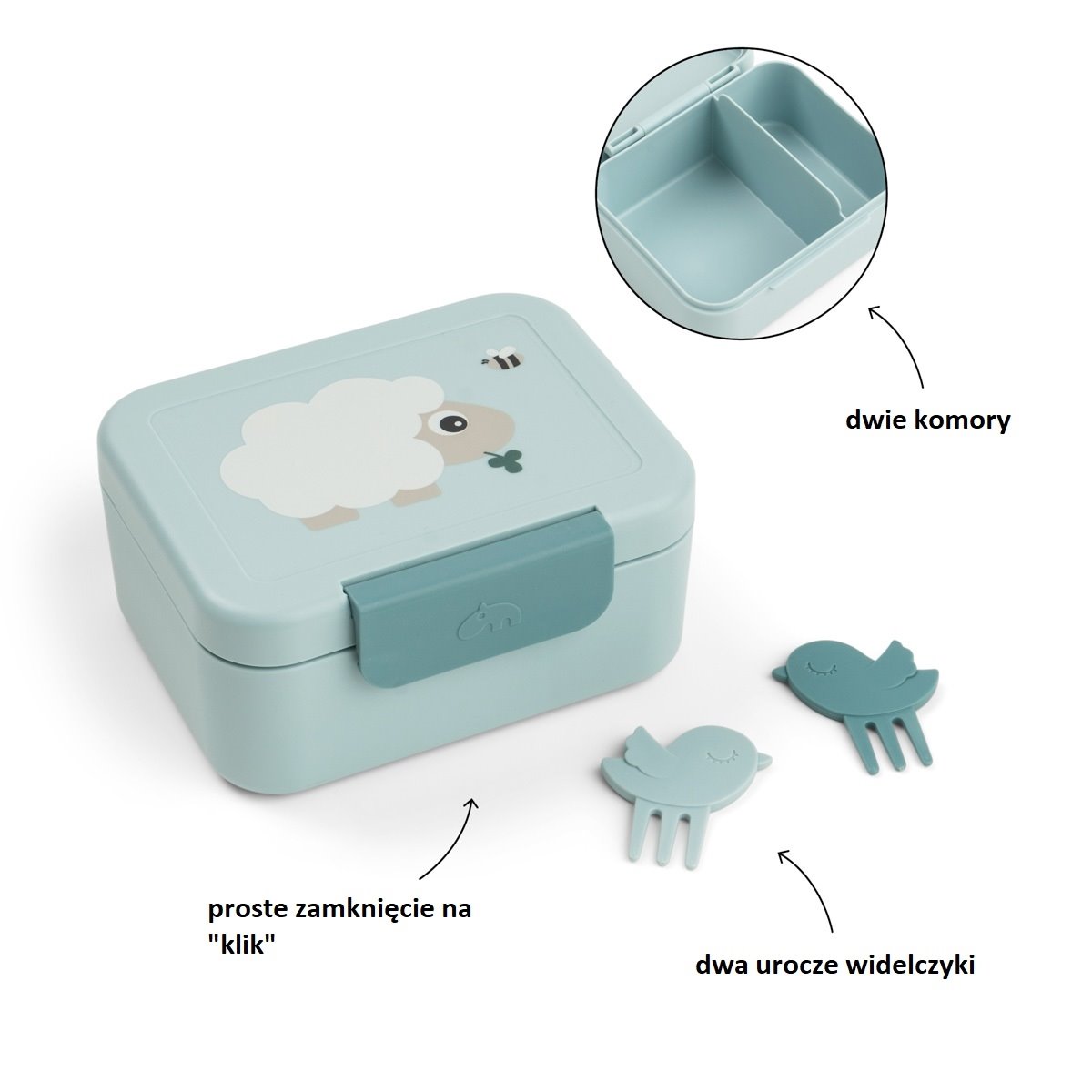 LUNCHBOX DLA DZIECKA Z WIDELCZYKAMI TINY FARM BLUE DONE BY DEER - obrazek 3