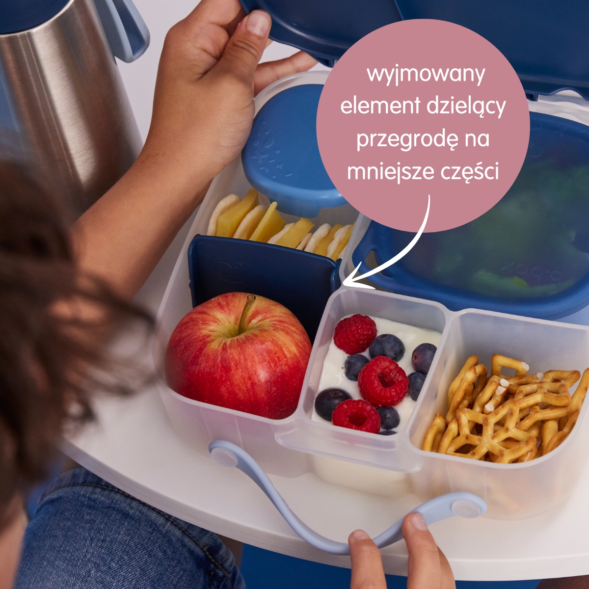 Lunchbox, śniadaniówka do szkoły, pracy, przegródki, wkład chłodzący, 2l, Midnight, b.box - obrazek 9