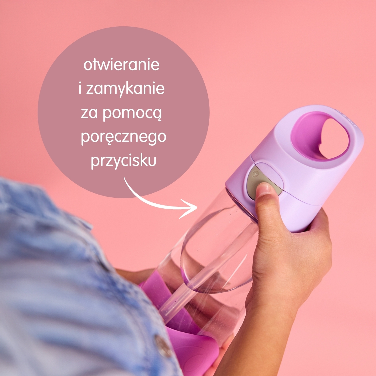 Butelka na wodę tritanowa ze słomką, bidon dla dziecka 450 ml, Sugar Plum, b.box - obrazek 4