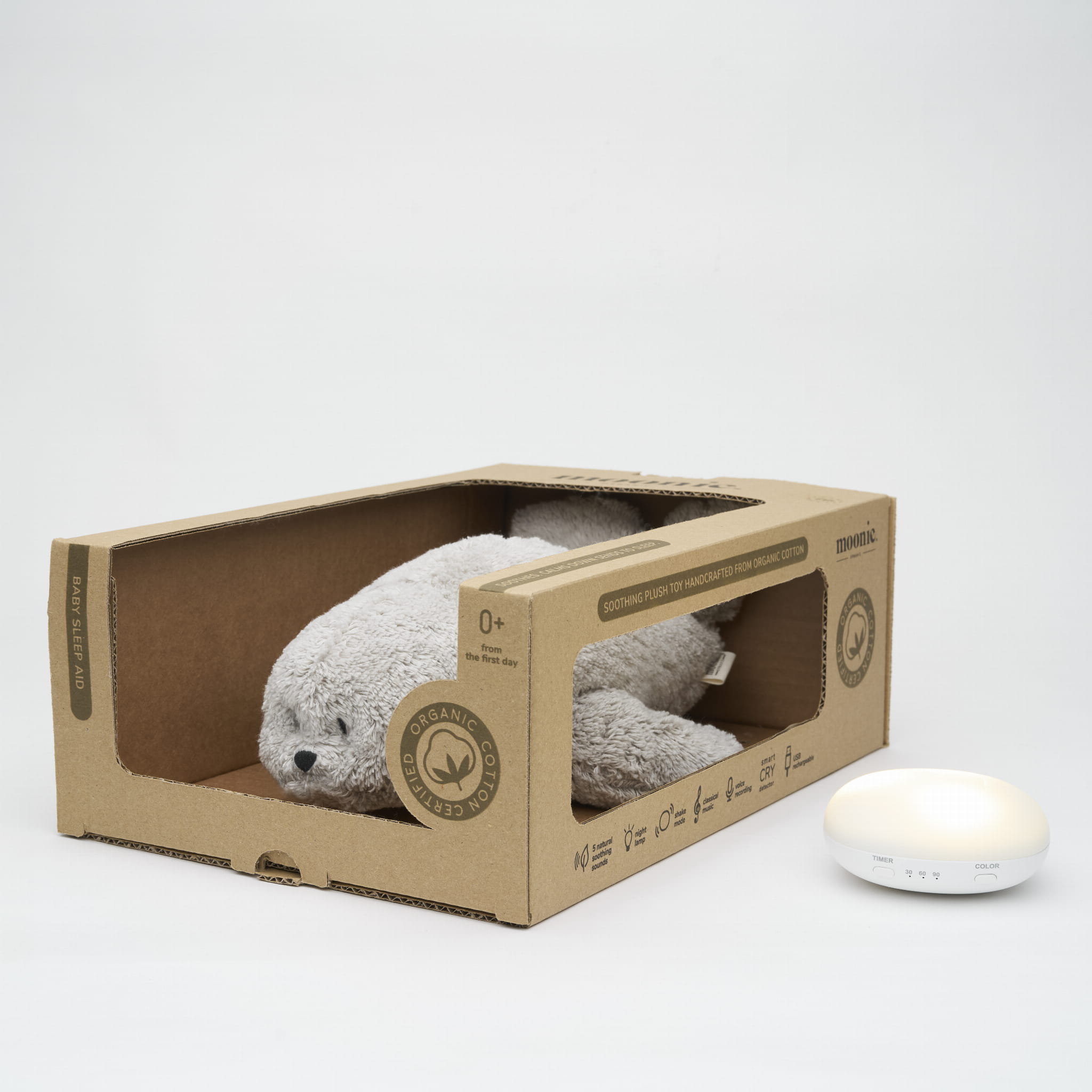 SZUMIĄCA FOKA Z LAMPKĄ - Gray - MOONIE ORGANIC - obrazek 4