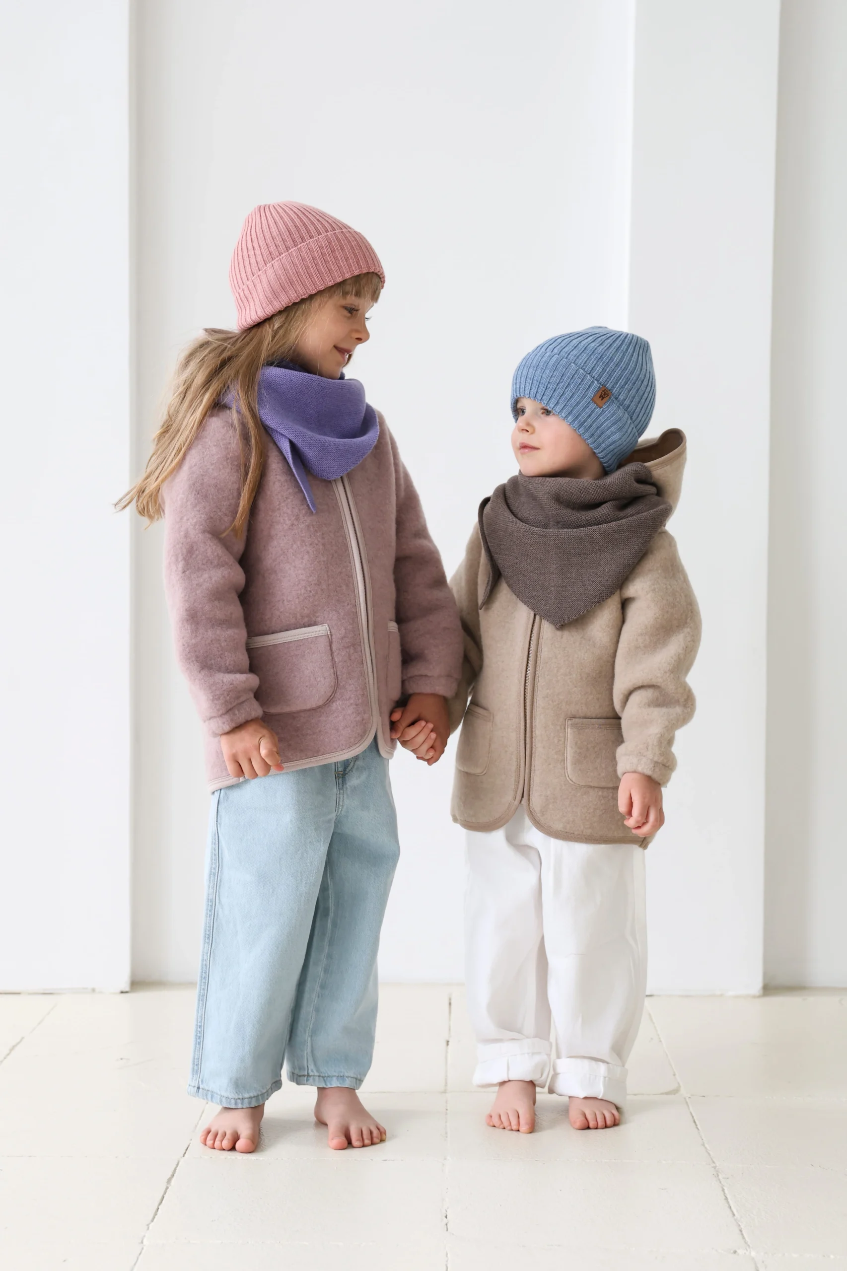 Chustka z wełny merino beige MERINOWCA - obrazek 4