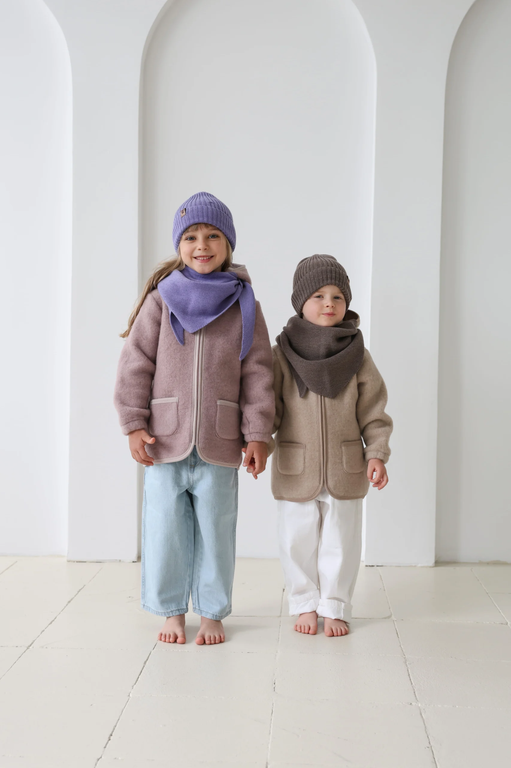 Chustka z wełny merino beige MERINOWCA - obrazek 5