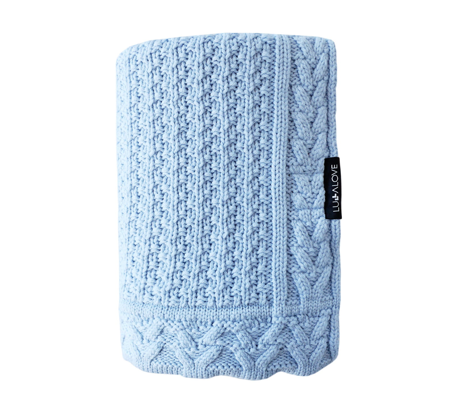 Kocyk z 100% wełny merino dla niemowląt 80×100 cm – błekit | Premium, splot ciasteczko LULLALOVE - obrazek 2