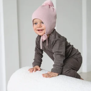 Czapka z wełny merino z wełnianą podszewką pink MERINOWCA